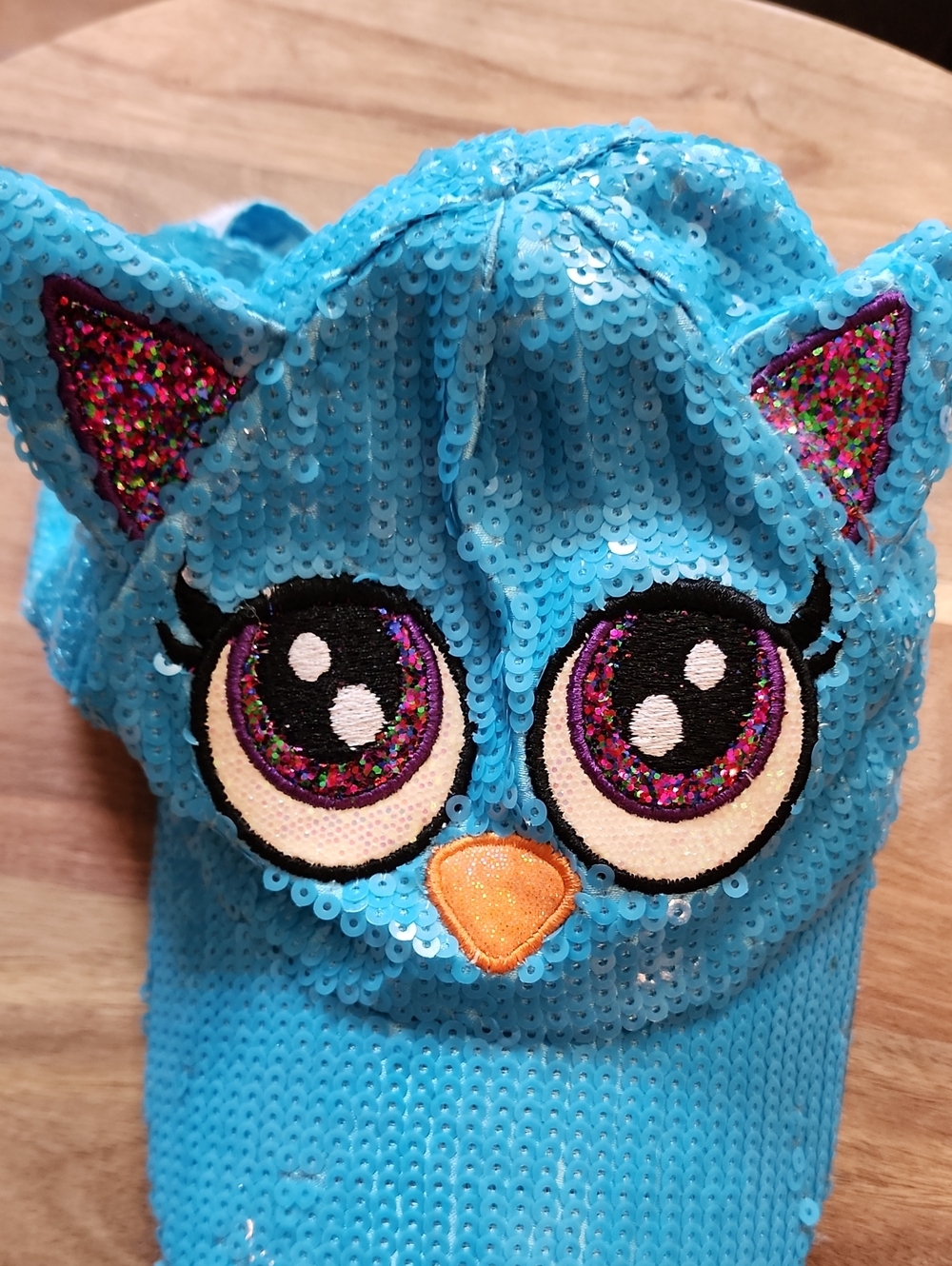 Justice Girls Sequin Owl Character Baseball Cap Hat Blue OS - Picture 2 of 9